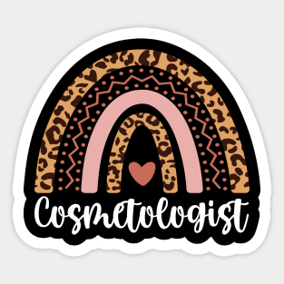 Cosmetologist Rainbow Leopard Cosmetologist Graduation Gift for Hairstylist Sticker